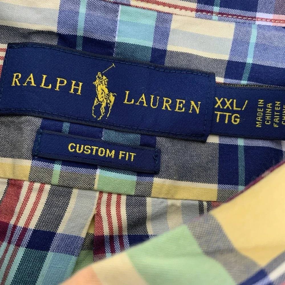 Polo Ralph Lauren Custom Fit Long Sleeve Shirt Mens 2XL XXL‎ Multicolor Plaid